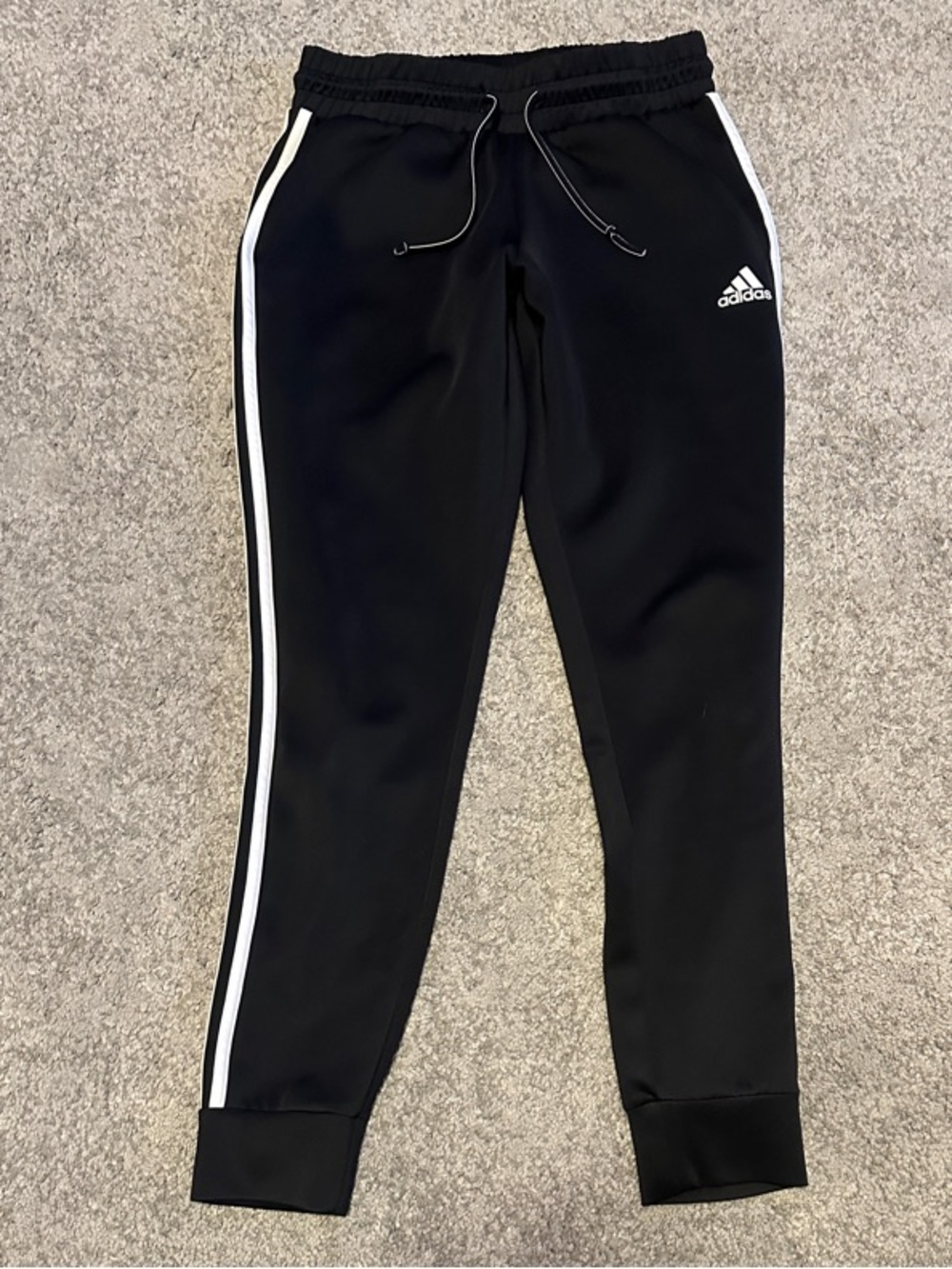 adidas women’s Black Joggers with White Side Stripes